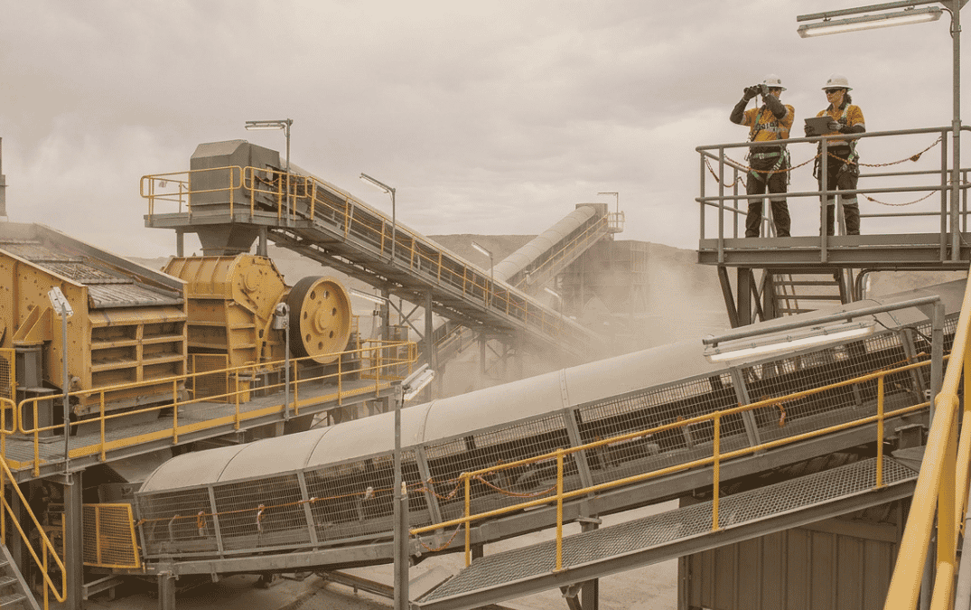 afer access platforms and guarding around crushers, screens and conveyors in a mining process plant
