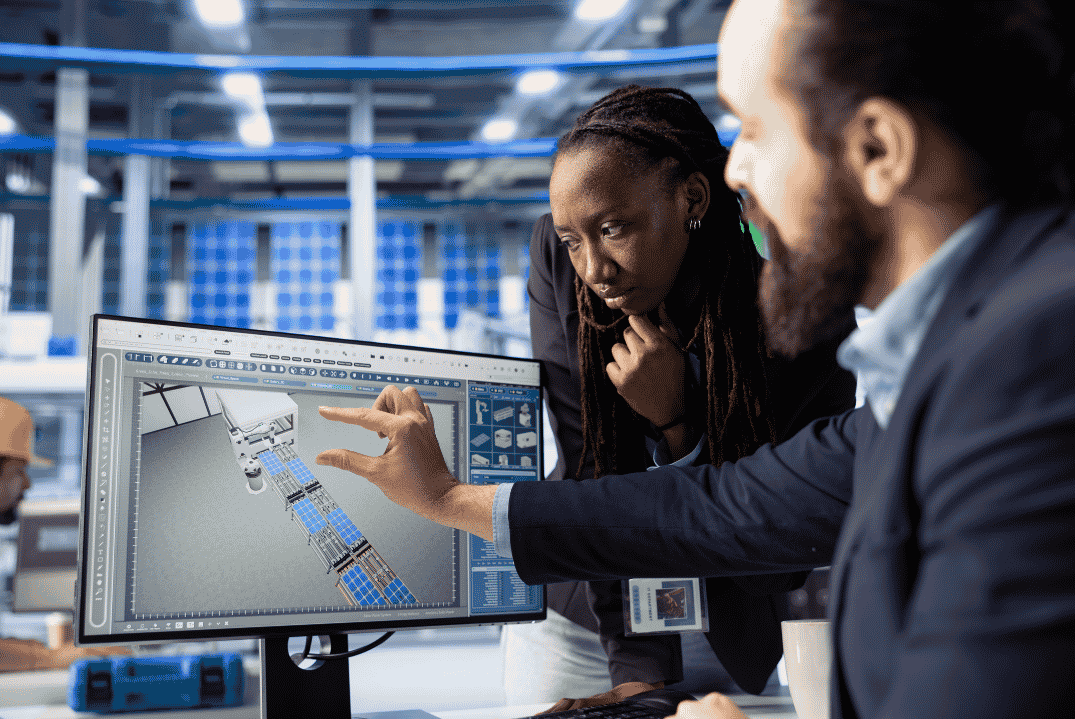 How Engineering Design Supports Beneficiation Plant Upgrades_Blog 2 Engineering team reviewing 3D models and tie-in plans for beneficiation plant upgrades